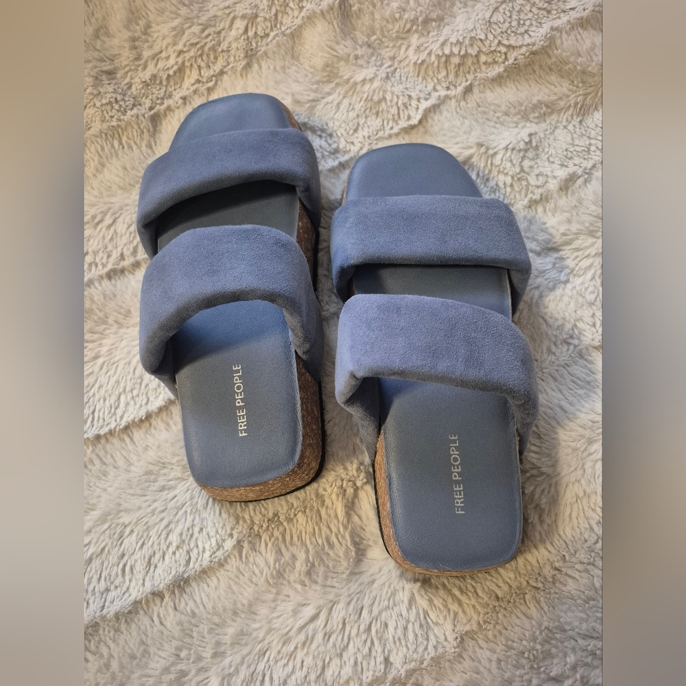 Free People Blue Slide Sandals